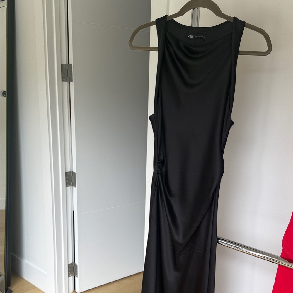 Zara Sleek Black Backless Dress